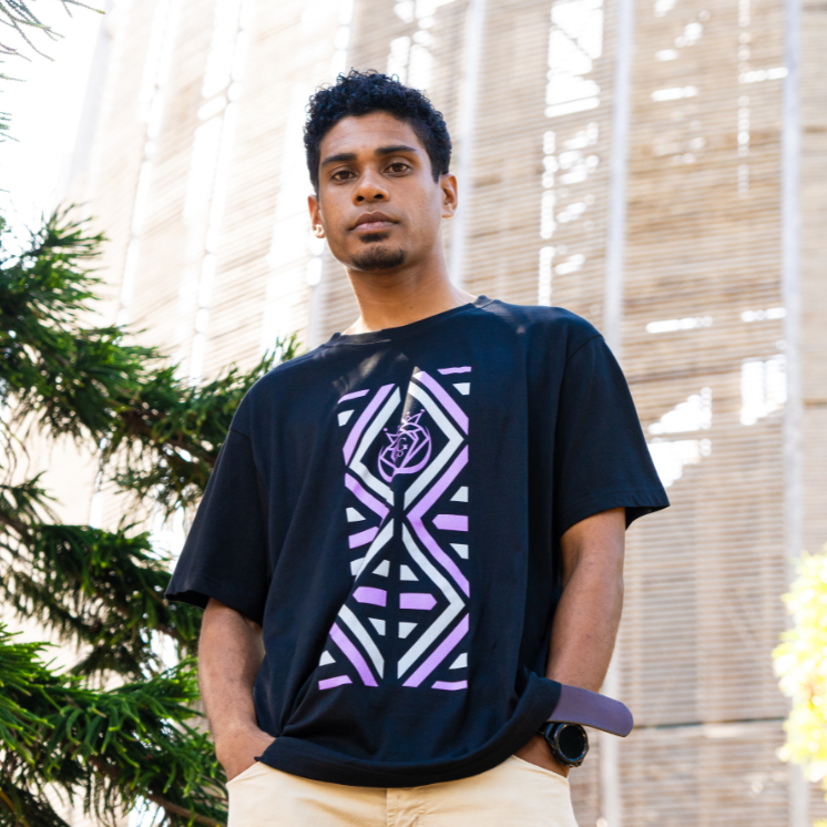 T-shirt Hmanenang Mauve et Noir