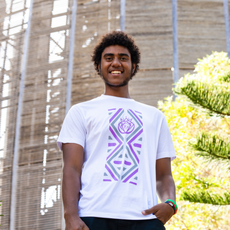 T-shirt Hmanenang Mauve et Blanc