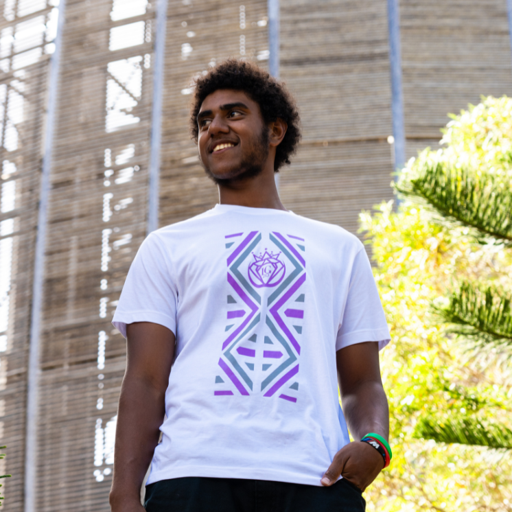 T-shirt Hmanenang Mauve et Blanc