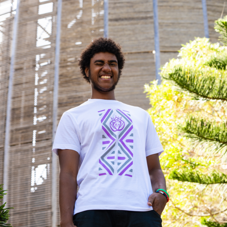 T-shirt Hmanenang Mauve et Blanc