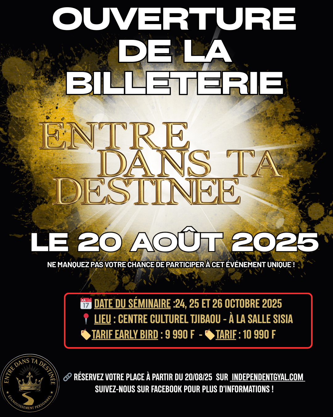 Séminaire "Entre dans ta destinée "