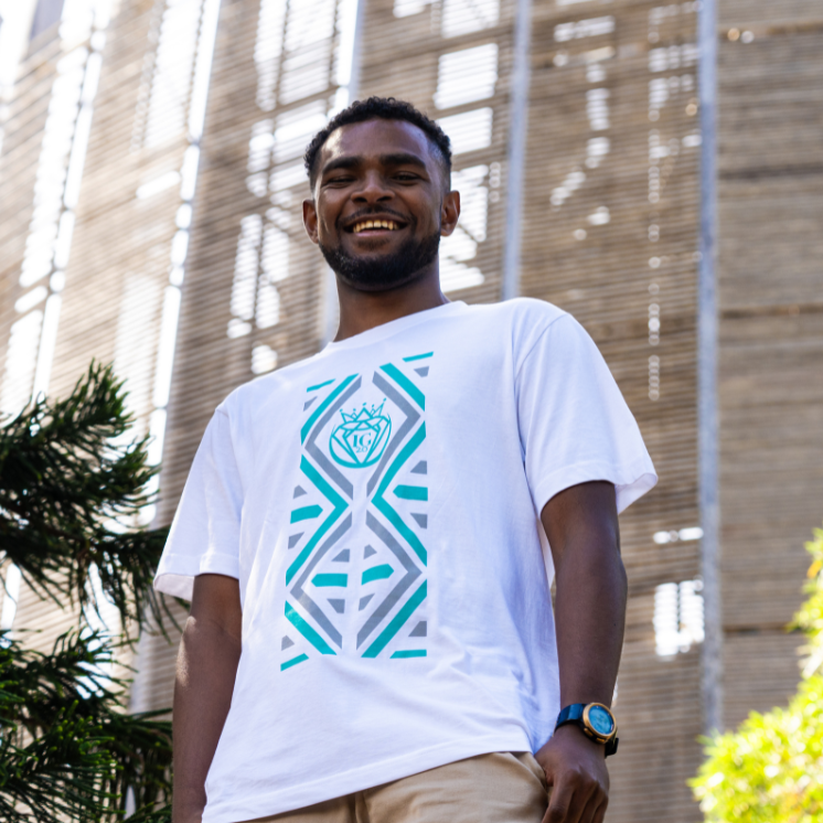 T-shirt Hmanenang Bleu et Blanc